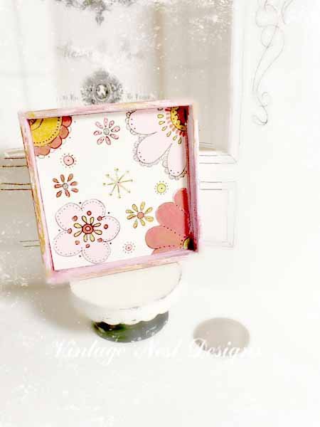 Valentine Flowers No.1 Dollhouse Miniature Handmade Framed Art image 0