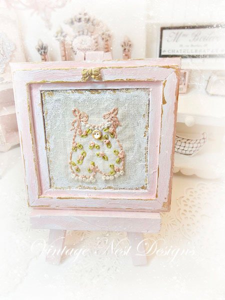 Stitched Baby Outfit No.1:1 Dollhouse Miniature Handmade Wooden Framed Art image 5