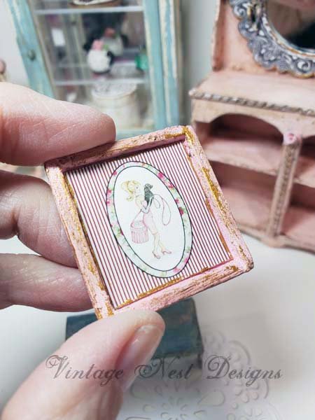 Barbie Shopping No.4:6 Dollhouse Miniature Handmade Wooden Framed Art image 3