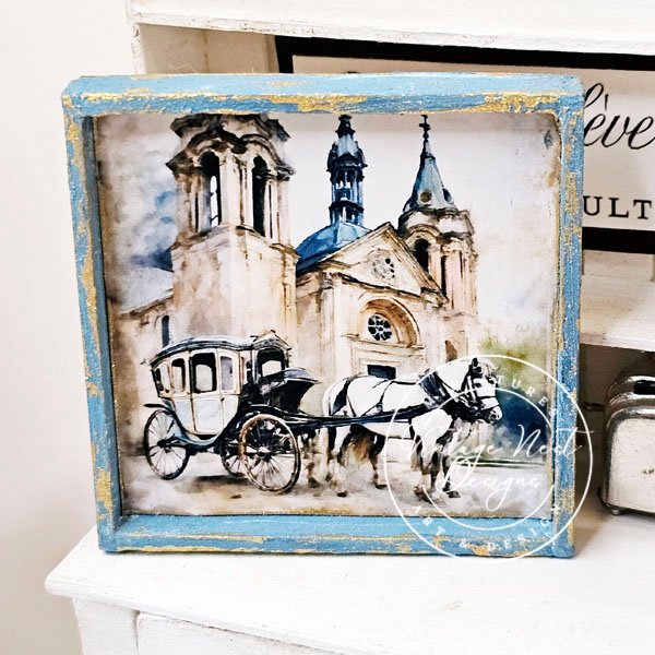 Horse and Carriage No.1:1 Dollhouse Miniature Handmade Wooden Framed Art image 9