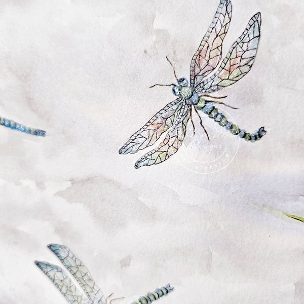 The moon and Dragonflies Fine Art Original Watercolor Painting image 4