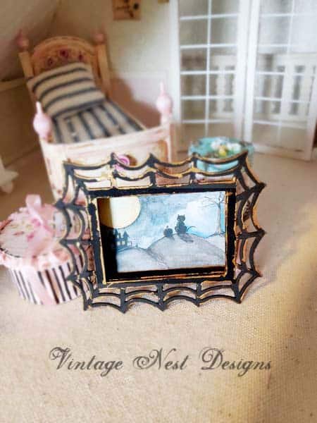 Cat & the Moon No.1:3 Dollhouse Miniature Handmade image 2