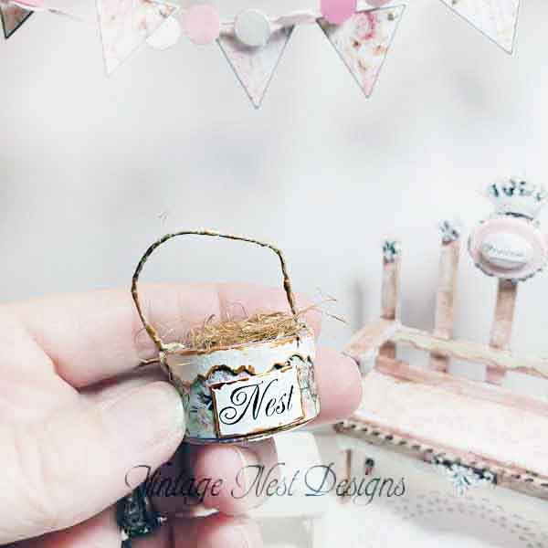Bird Nest Basket No.7 Dollhouse Miniature Handmade image 2