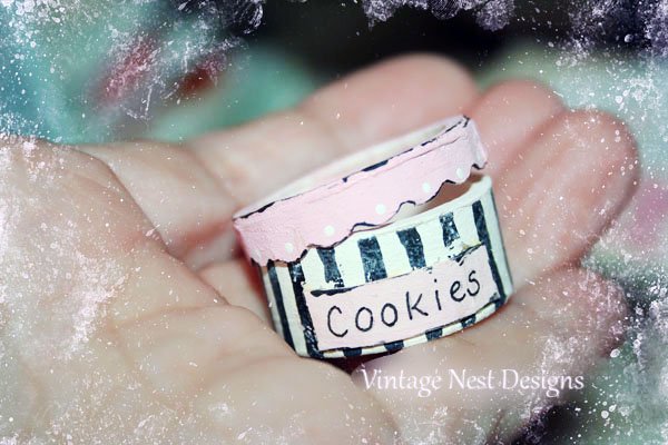 Pink & Black Cookie Box No.1 Dollhouse Miniature Handmade image 0