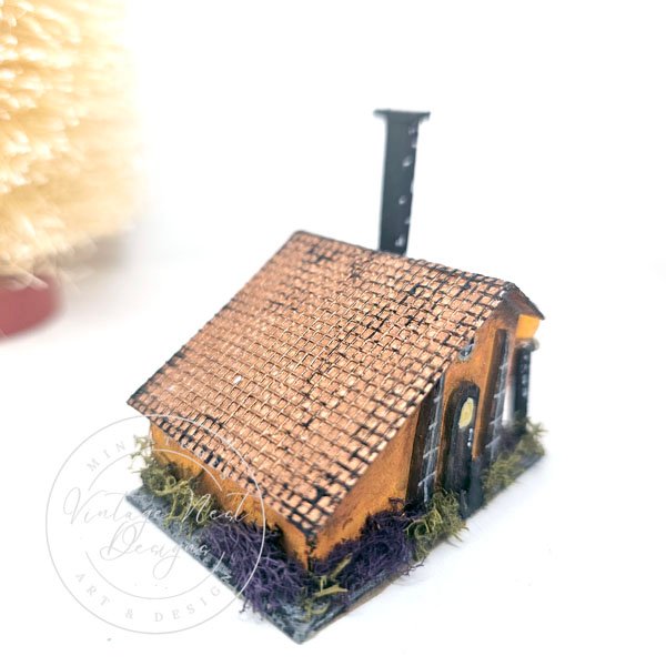 Putz Halloween House No.3 Miniature Handmade Shadow Box Diorama One of a Kind image 1