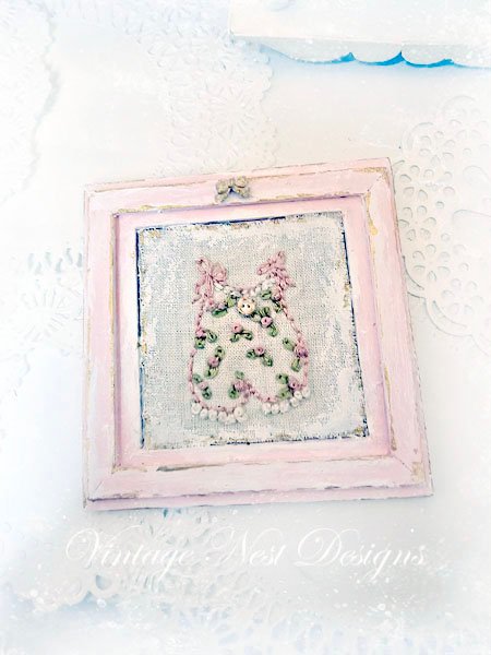 Stitched Baby Outfit No.1:1 Dollhouse Miniature Handmade Wooden Framed Art image 8