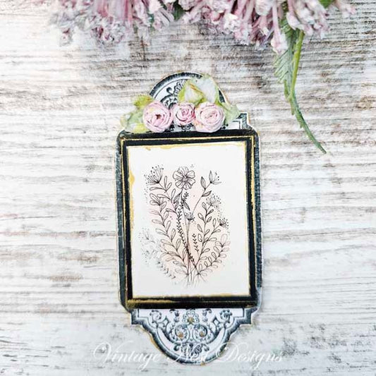 Florals No.18 Dollhouse Miniature Handmade Wooden Framed Art image 0