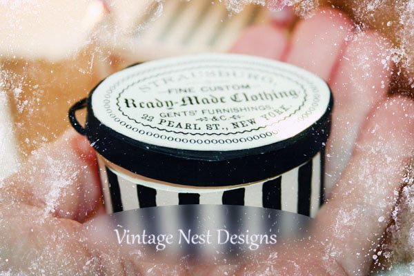 Black Hat Band Box No.1 Dollhouse Miniature Handmade image 2