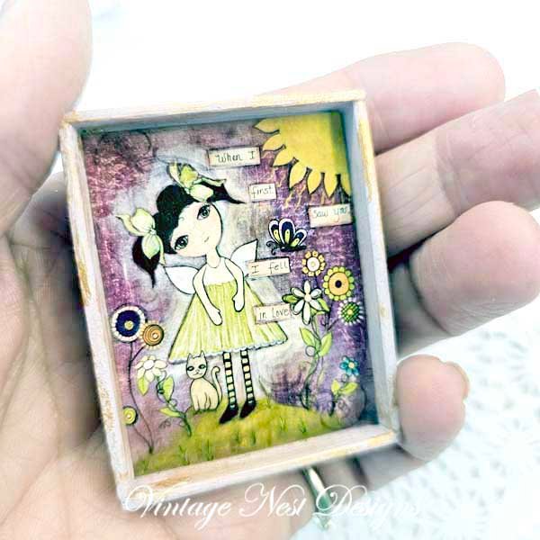 When I First Saw You No.1:1 Dollhouse Miniature Handmade Wooden Framed Art image 4