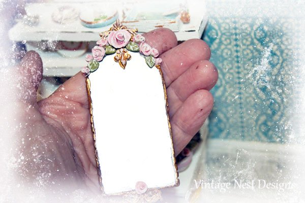 Old Vintage Mirror No.1 Dollhouse Miniature Handmade image 2