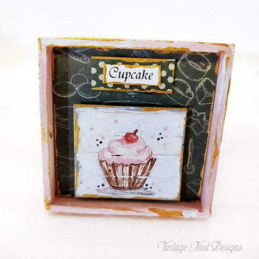 Bakery Sign No.19:2 Dollhouse Miniature Handmade Wooden Framed Art image 0