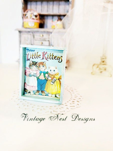 Three Little Kittens No.1:2 Dollhouse Miniature Handmade image 0