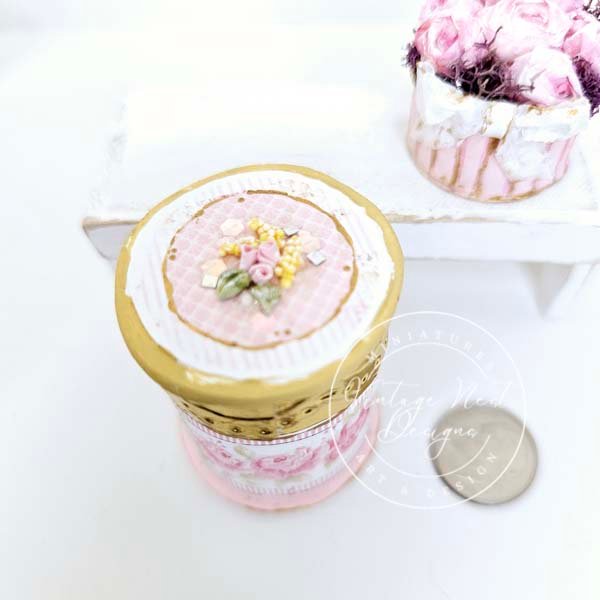Hat Box No.85 Dollhouse Miniature Handmade for Dolls image 8