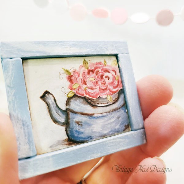 Tea Kettle No.2 Dollhouse Miniature Handmade Original Painting image 2