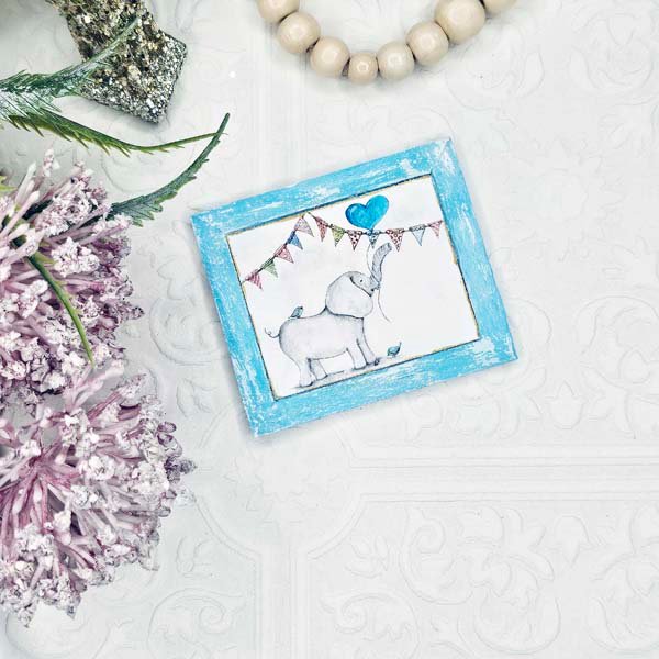 Baby Elephant No.1:1 Dollhouse Miniature Handmade Wooden Framed Art image 5