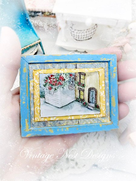 Cottage House No.6:1 Dollhouse Miniature Handmade Wooden Framed Art image 1