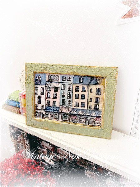 Paris Shopping in the City No.1:6 Dollhouse Miniature Handmade Wooden Framed Art image 4