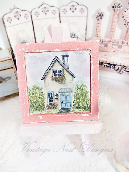 Cottage House No.3:1 Dollhouse Miniature Handmade Wooden Framed Art image 0