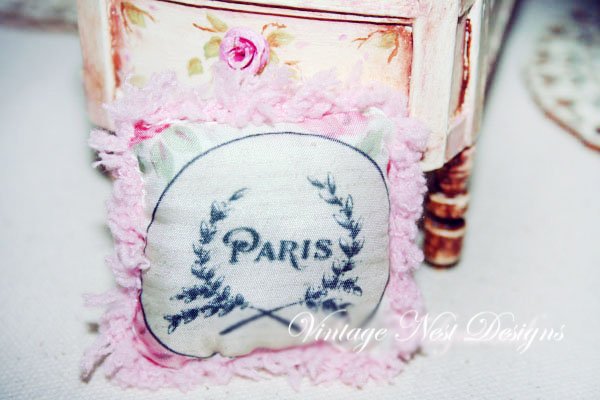 Paris Pillow No.2 Dollhouse Miniature Handmade image 1