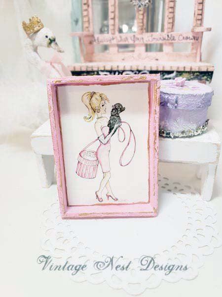 Shopping Barbie No.4:7 Dollhouse Miniature Handmade Wooden Framed Art image 0