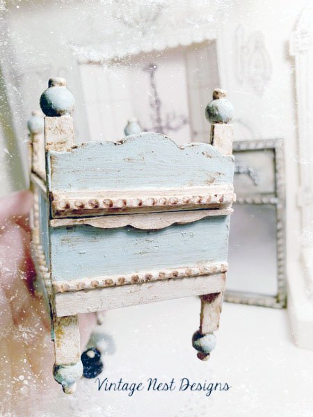 Baby Boy Blue Antique Style Crib No.1 Handmade Dollhouse Miniature image 4