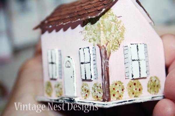Putz Pink House No.9 Handmade Miniature image 1