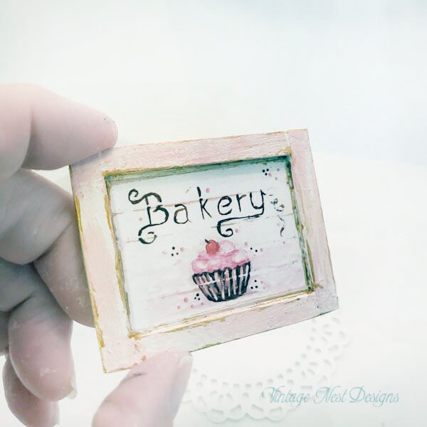Bakery Sign No.1:3 Dollhouse Miniature Handmade image 3