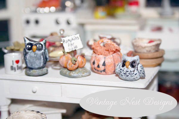 Porcelain Owl No.2 Dollhouse Miniature Handmade One of a Kind image 2