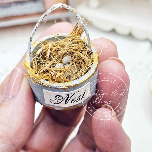 Bird Nest Basket No.17 Handmade Miniature image 3