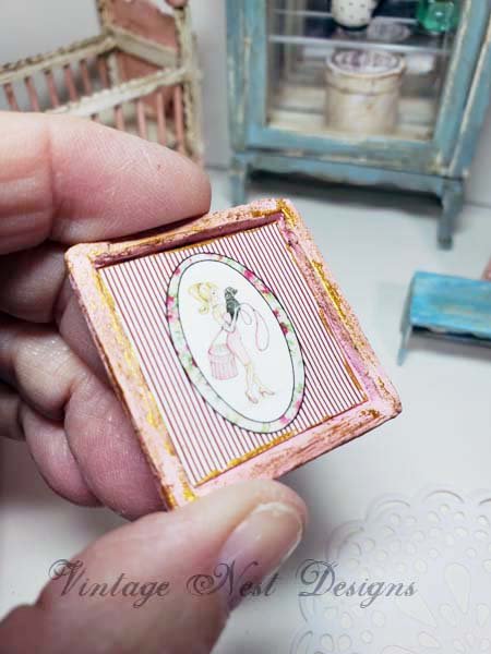 Barbie Shopping No.4:6 Dollhouse Miniature Handmade Wooden Framed Art image 1