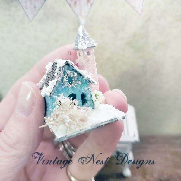 Putz Glitter Holiday Church No.7 Handmade Miniature image 5