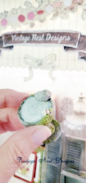 Mossy Bird Bath No.5 Dollhouse Miniature Handmade image 2