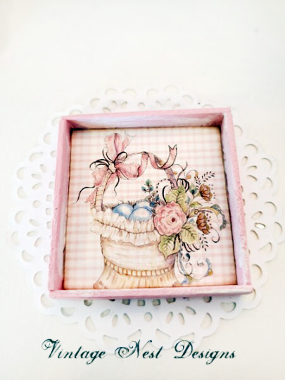 Basket of Flowers No.1:1 Dollhouse Miniature Handmade Wooden Framed Art image 3