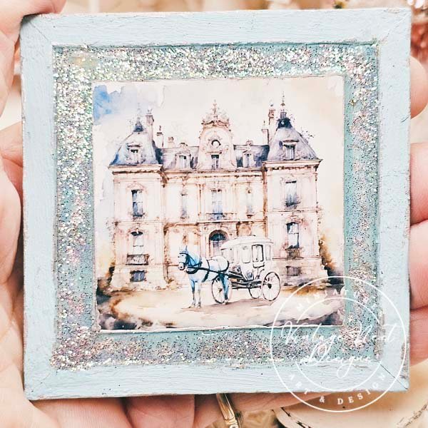 Horse and Carriage No.2:1 Dollhouse Miniature Handmade Wooden Framed Art image 2