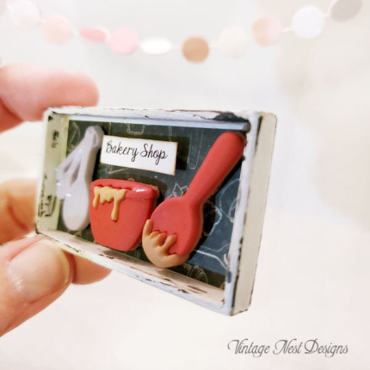 Bakery Sign No.6 Dollhouse Miniature Handmade Wooden Framed Art image 1