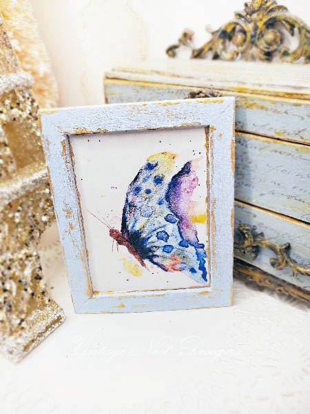 Butterfly No.1:2 Dollhouse Miniature Handmade Wooden Framed Art image 1