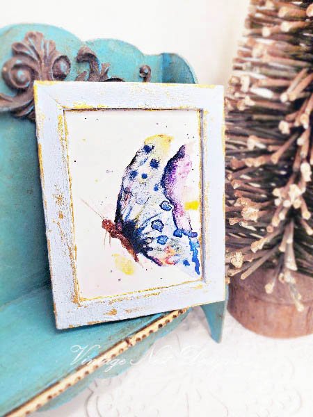 Butterfly No.1:2 Dollhouse Miniature Handmade Wooden Framed Art image 2