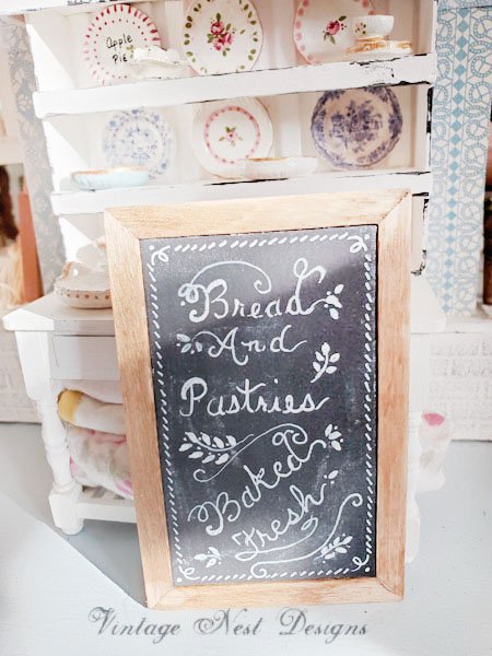 Bakery Sign No.19 Dollhouse Miniature Handmade Wooden Framed Art image 1