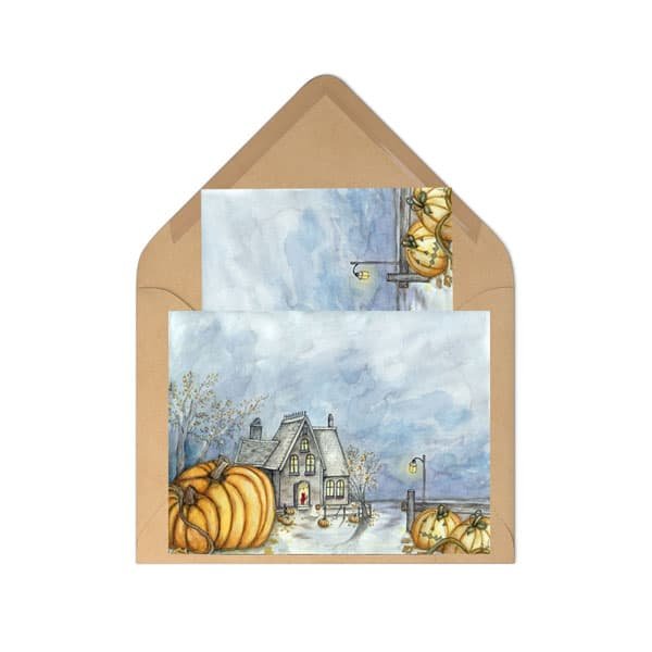 Halloween Pumpkins No.2 Digital Print Watercolor Painting image 2