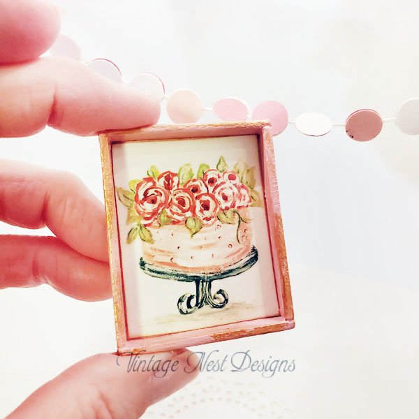 Cake No.1:2 Dollhouse Miniature Handmade Wooden Framed Art image 4