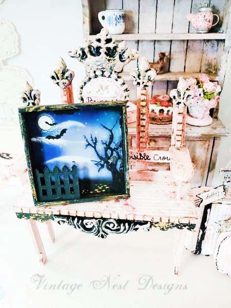 Happy Hauntings No.1:2 Dollhouse Miniature Handmade Wooden Framed Art image 4