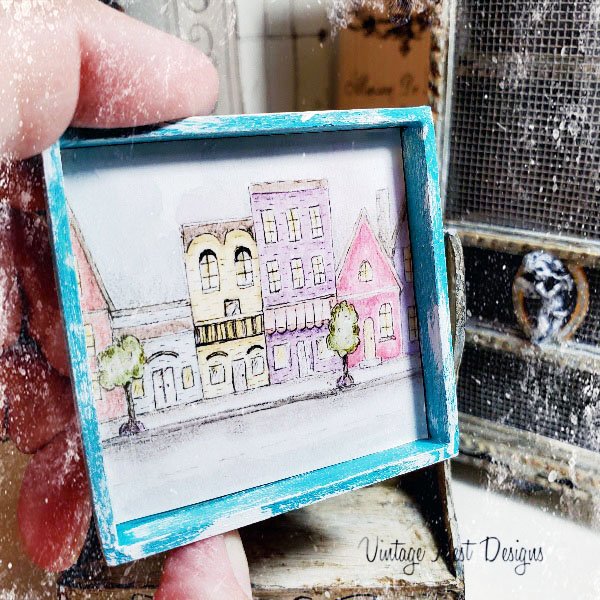 City Life Drawing No.1:1 Dollhouse Miniature Handmade Framed Art image 4