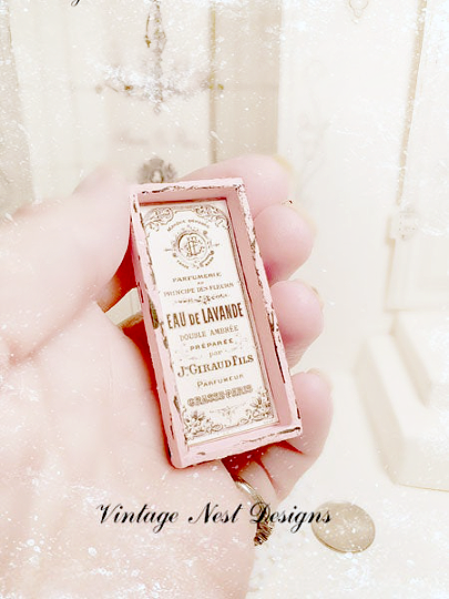Shabby Bath Sign No.1:2 Dollhouse Miniature Handmade Wooden Framed Art image 3