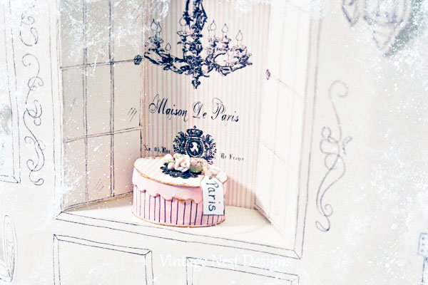 Hat-Band Box No.44 Dollhouse Miniature Handmade for Dolls image 1
