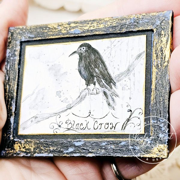 Black Crow No.1:3 Dollhouse Miniature Handmade Wooden Framed Art image 4