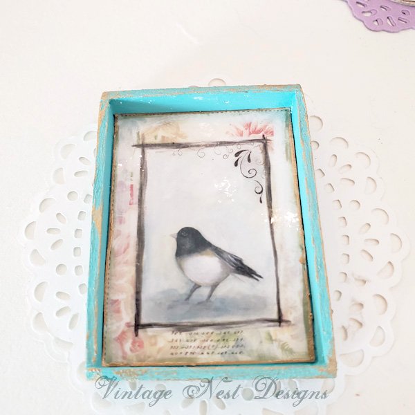 Bird Nest Black Frame No.1:2 Dollhouse Miniature Handmade Wooden Framed Art image 1
