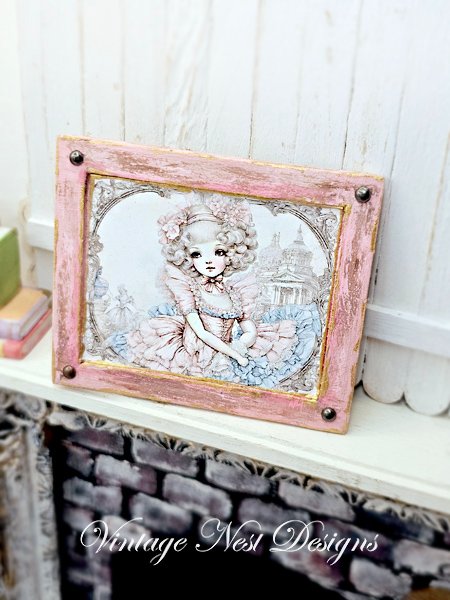 Young Marie No.1:1 Dollhouse Miniature Handmade Framed Art image 4