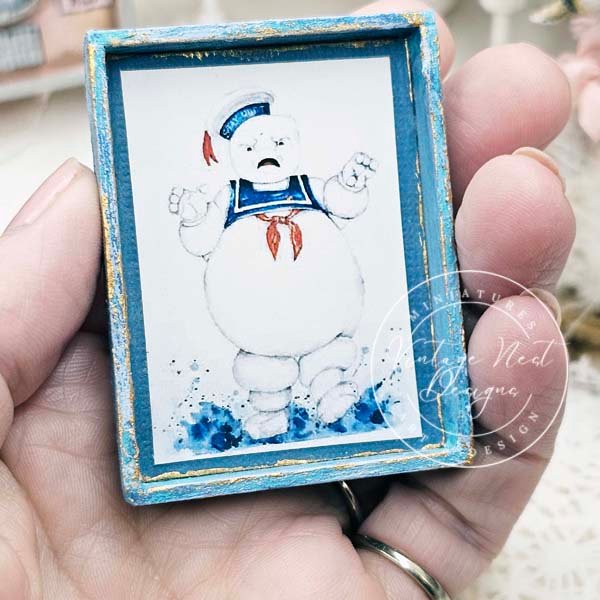 Stay Puft No.1:1 Dollhouse Miniature Handmade Wooden Framed Art image 5