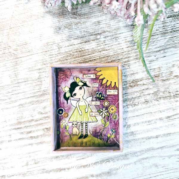 When I First Saw You No.1:1 Dollhouse Miniature Handmade Wooden Framed Art image 1