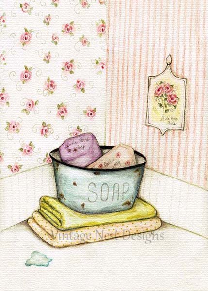 Bath Soaps No.1 Digital Prints Watercolor Painting image 0